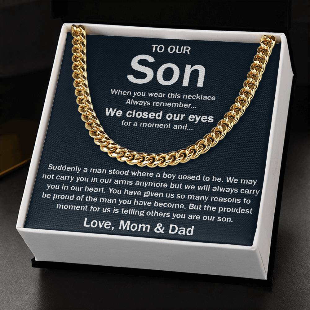 To Our Son Chain Necklace Gifts For Son Birthday Unique Gifts For Son From Mom Dad Sentimental Son Gifts Cuban Link Chain