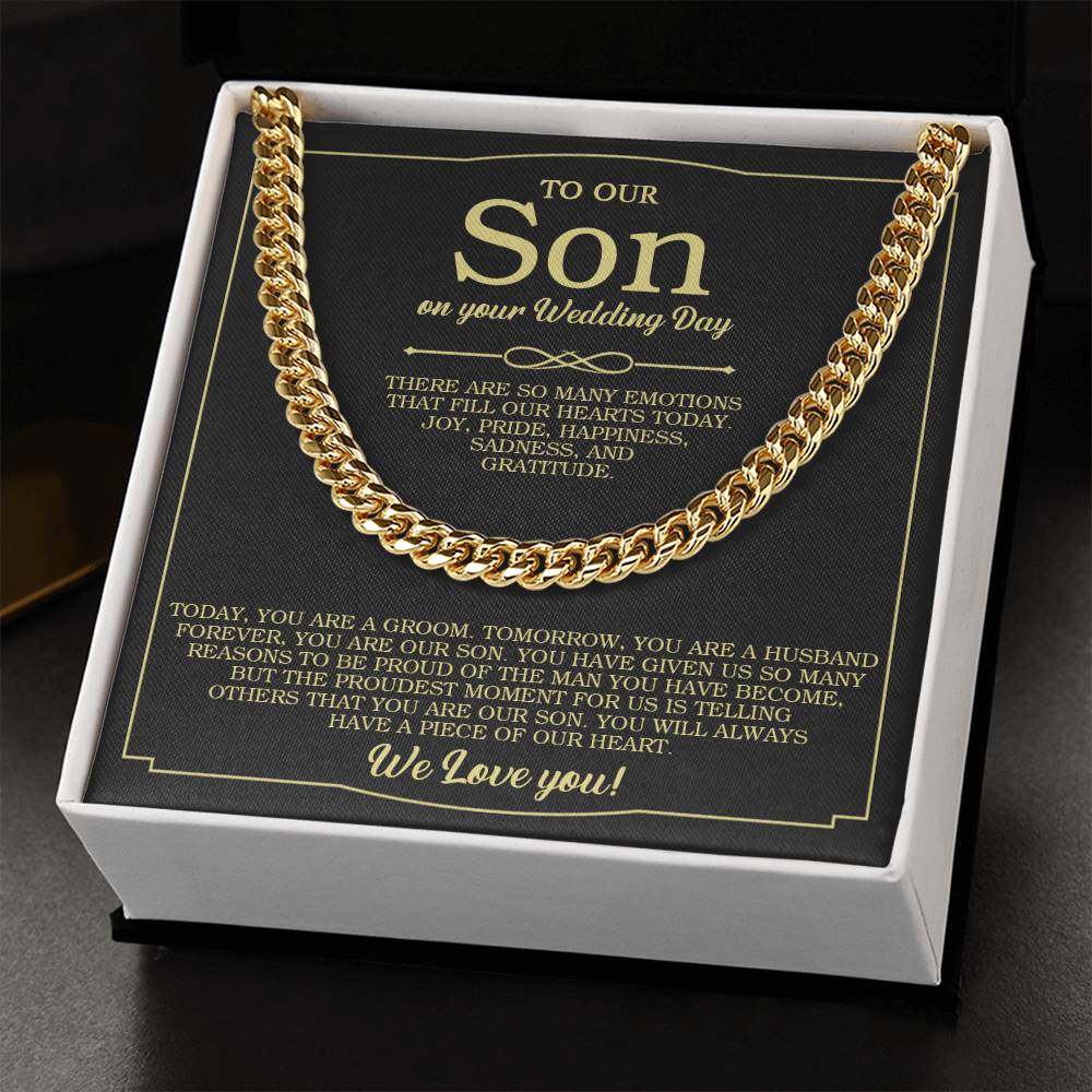 To Our Son On Your Wedding Day Cuban Chain Necklace Gift For Son From Mother And Dad Wedding Gift For Groom Groom Gift Cuban Link Chain
