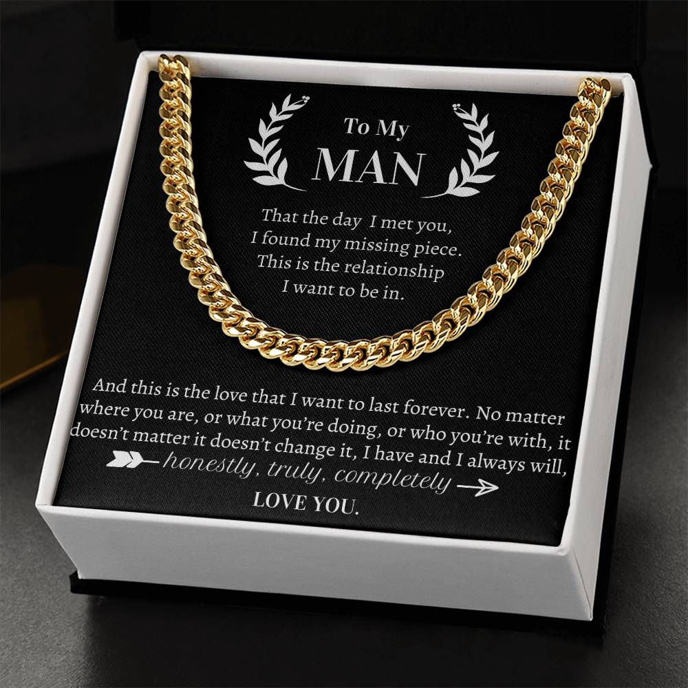 Valentine's Gift For Him- I Always Will Honestly Truly Completely Love You Cuban Link Chain