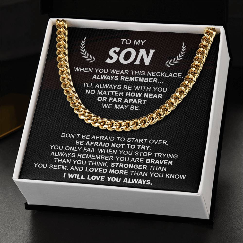 Gift For Son - Never Stop Trying - Cuban Cuban Link Chain