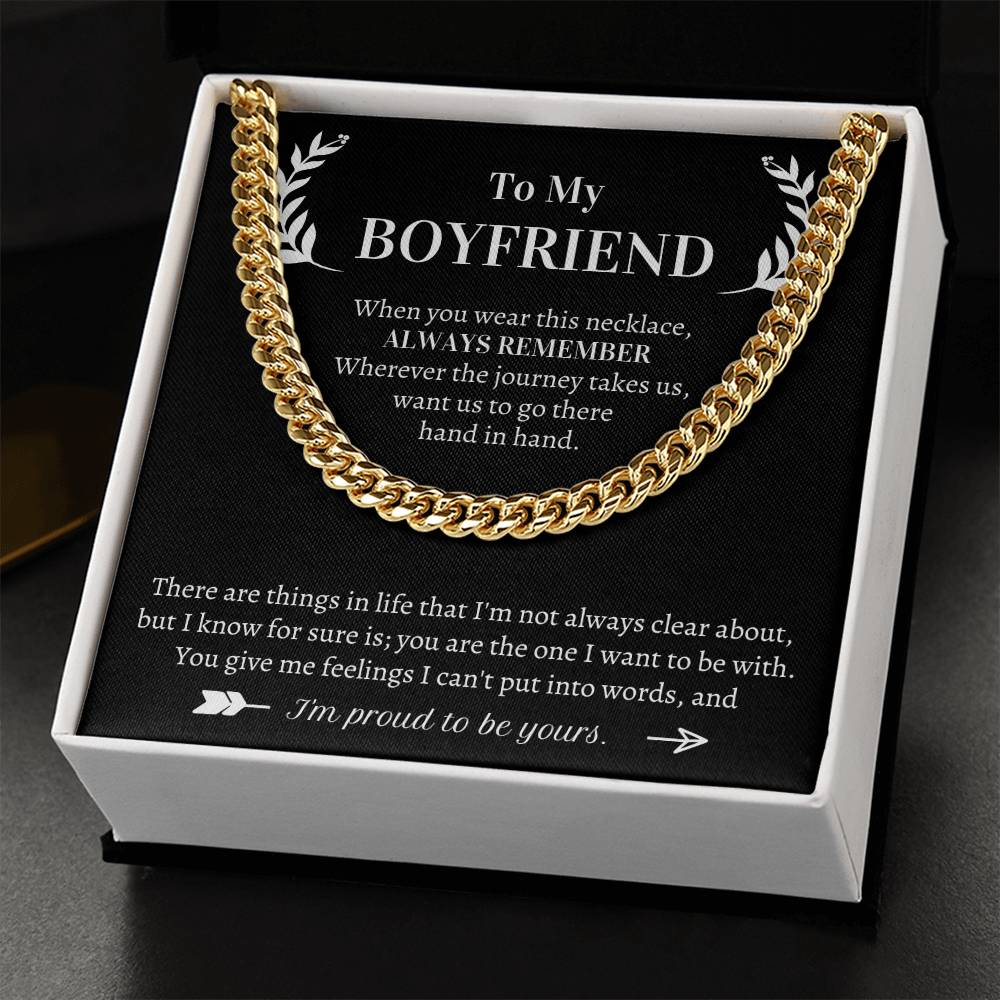 Valentine's Gift For Boyfriend - Wherever The Journey Takes Us Want Us To Go There Hand In Hand Cuban Link Chain