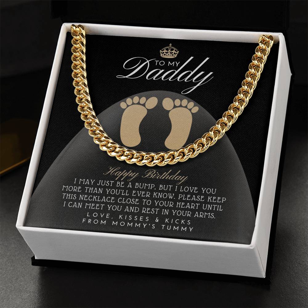 From A Bump To Daddy To My Daddy New Daddy Gift Daddy To Be Gift To My Daddy From A Bump Dad Necklace Gift New Dad Bir Cuban Link Chain