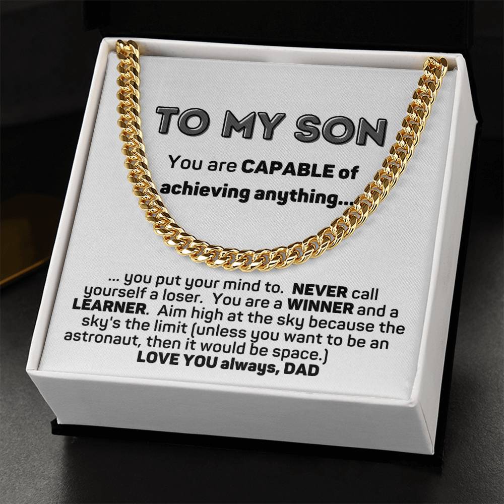 To My Son Cuban Chain Necklace Gift From Dad Cuban Link Chain
