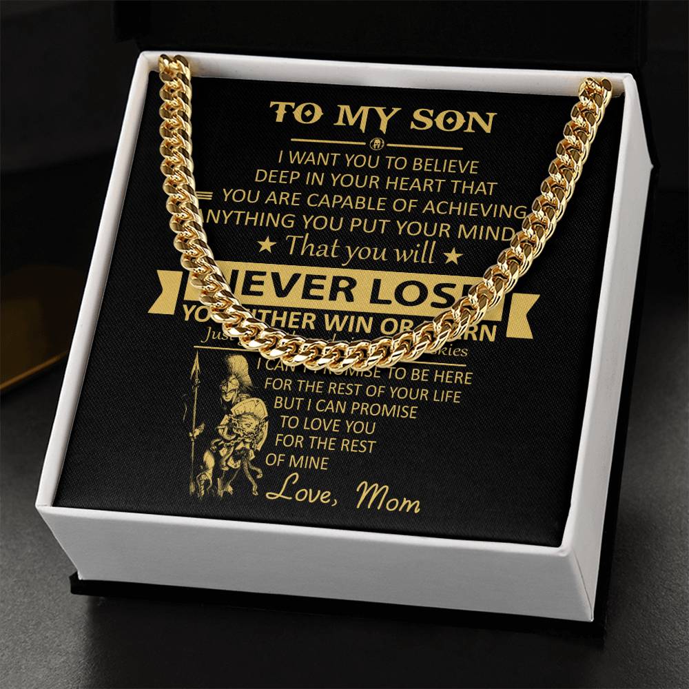 You'll Never Lose Gift For Son Cuban Link Chain Necklace