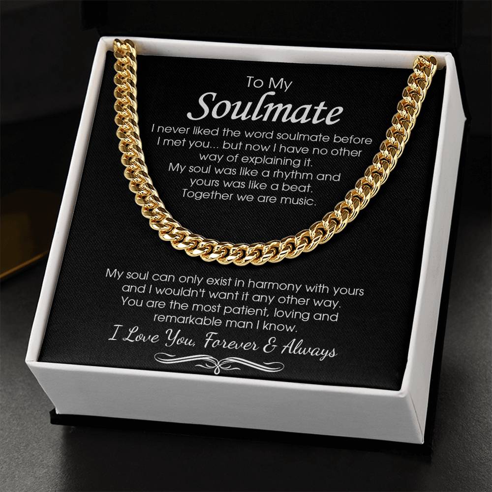 To My Soulmate Cuban Chain Necklace Romantic Gifts For Him Valentine Gift For Boyfriend Husband Cuban Link Chain