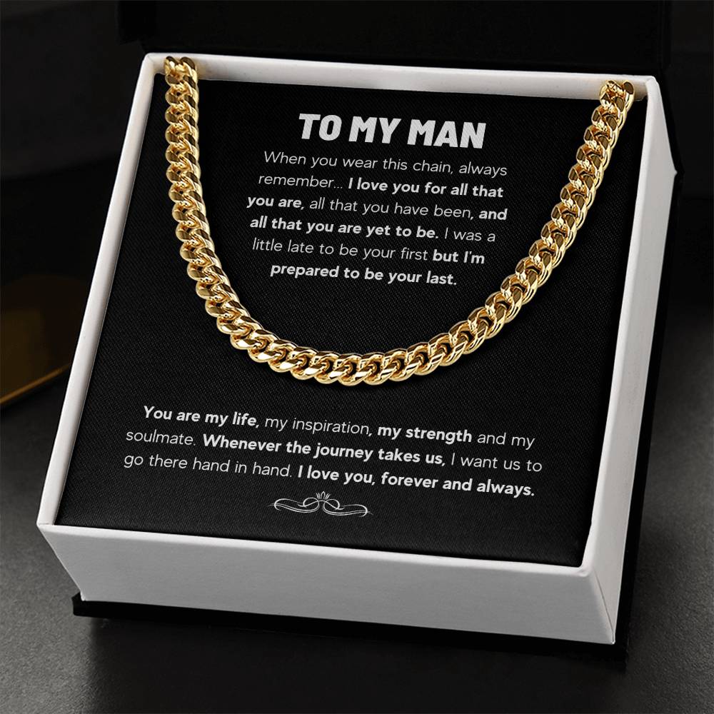 To My Man Chain Gift Set Cuban Link Chain