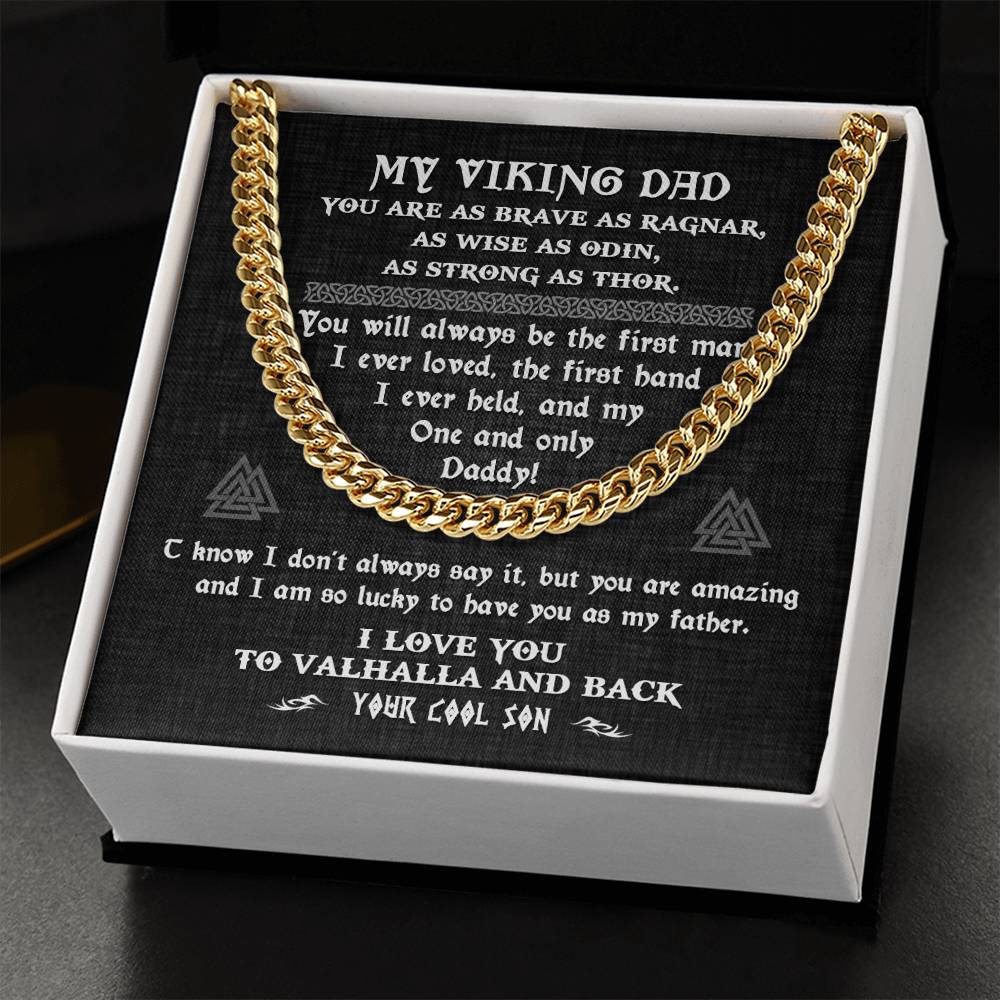 To My Viking Dad Cuban Chain Necklace For Dad Viking Gift For Dad From Son Dad Birthday Father's Day Gift Cuban Link Chain