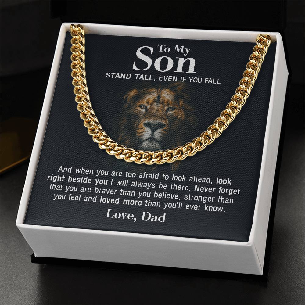 To My Son - Stand Tall From Dad Cuban Link Chain Necklace