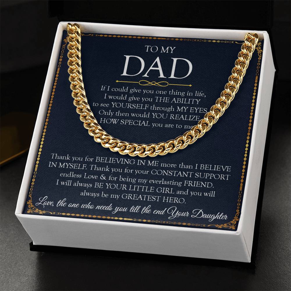 Father's Day Gift For Dad Dad Necklace Gift From Daughter To My Dad Necklace Dad Birthday Gift Cuban Link Chain