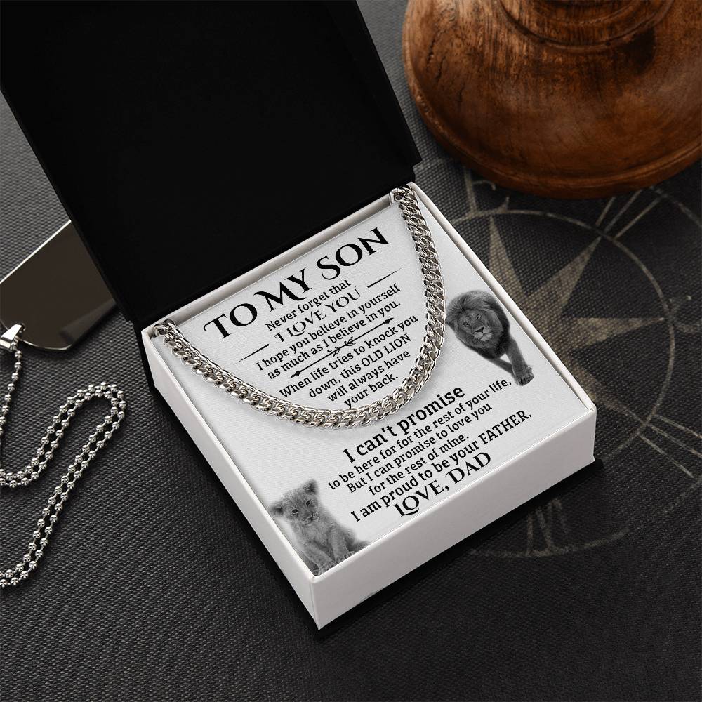 To My Son Gift From Dad Father To Son Chain Necklace Sentimental Gift For Son Cuban Link Chain