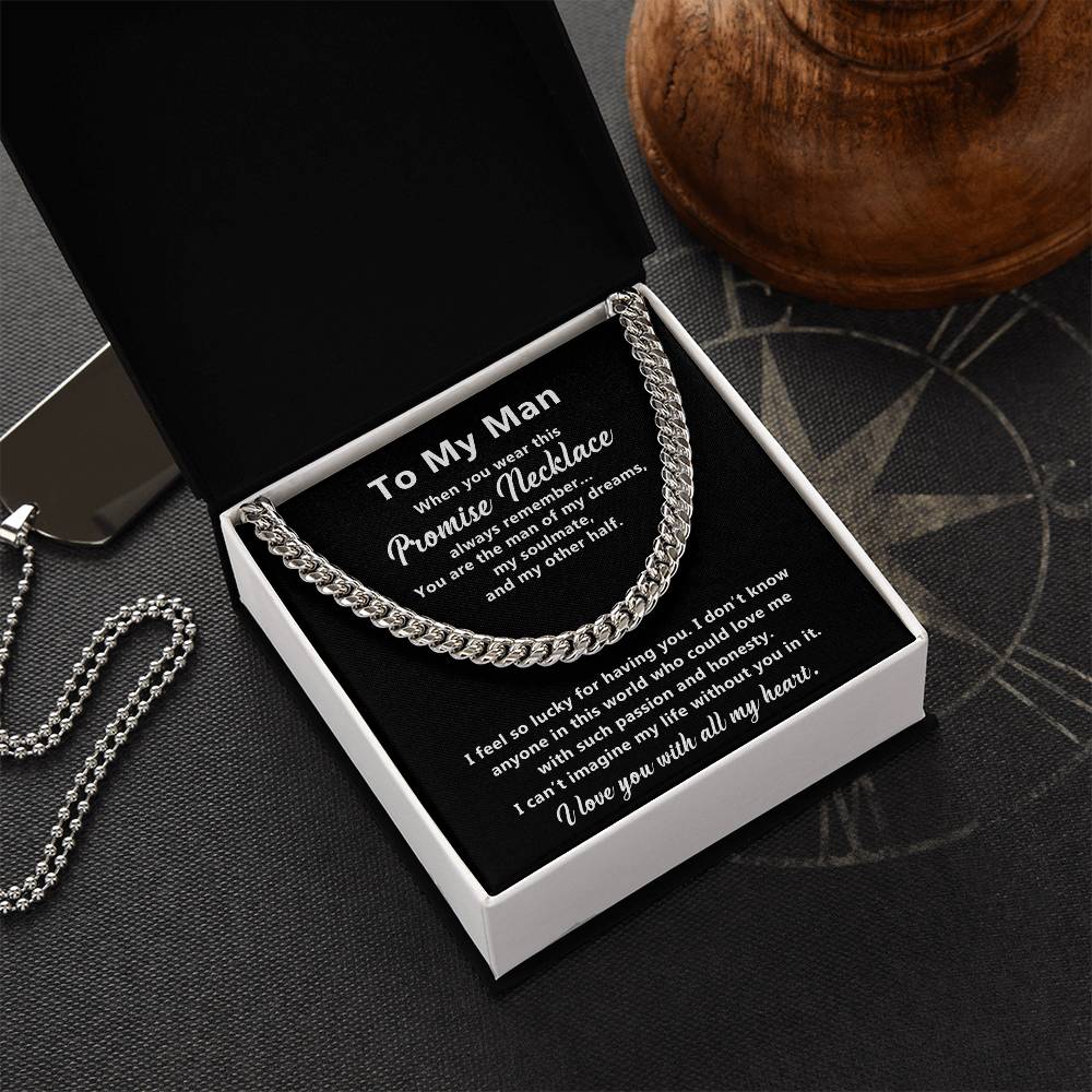 To My Man Promise Necklace Cuban Chain For Him Cuban Link Chain