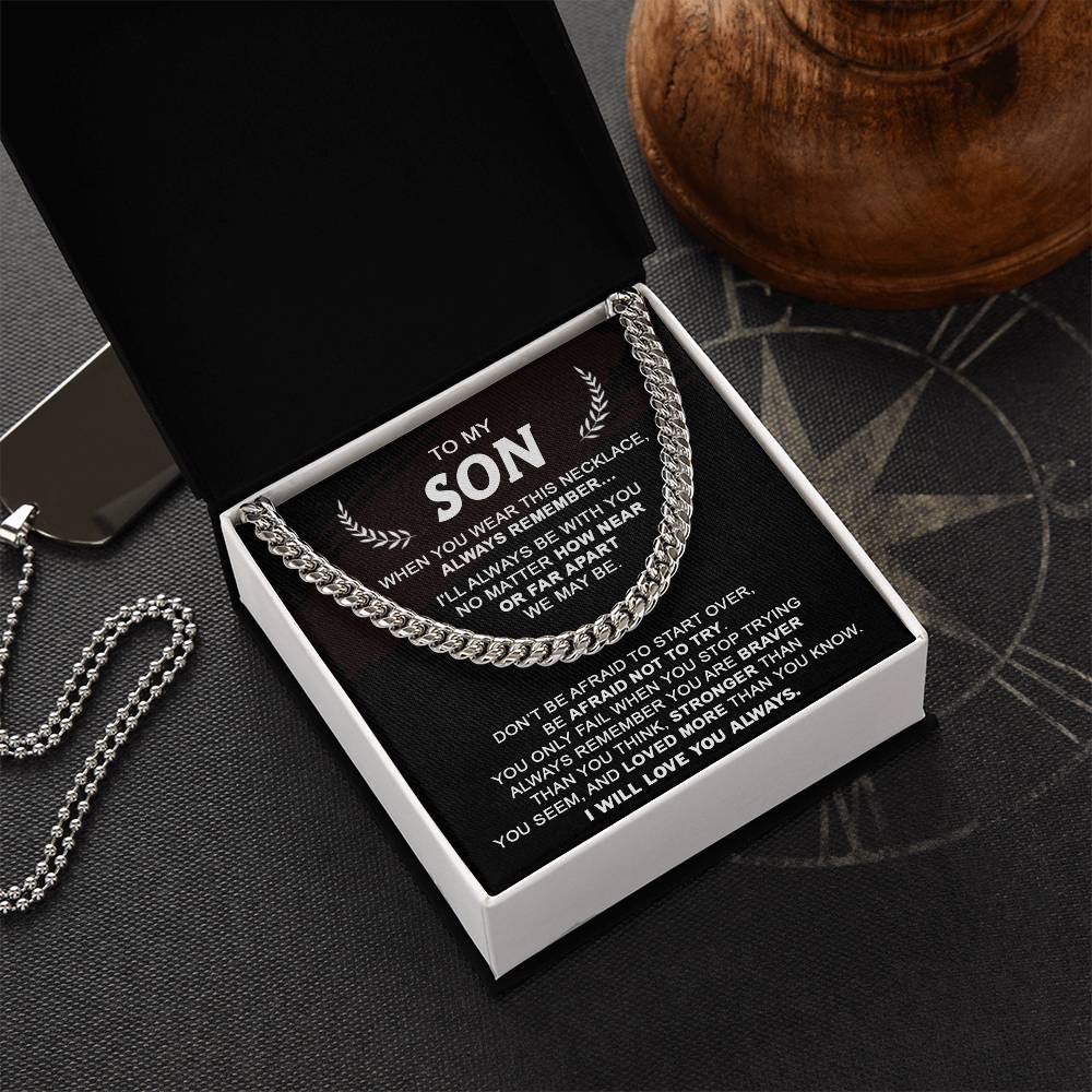 Gift For Son - Never Stop Trying - Cuban Cuban Link Chain