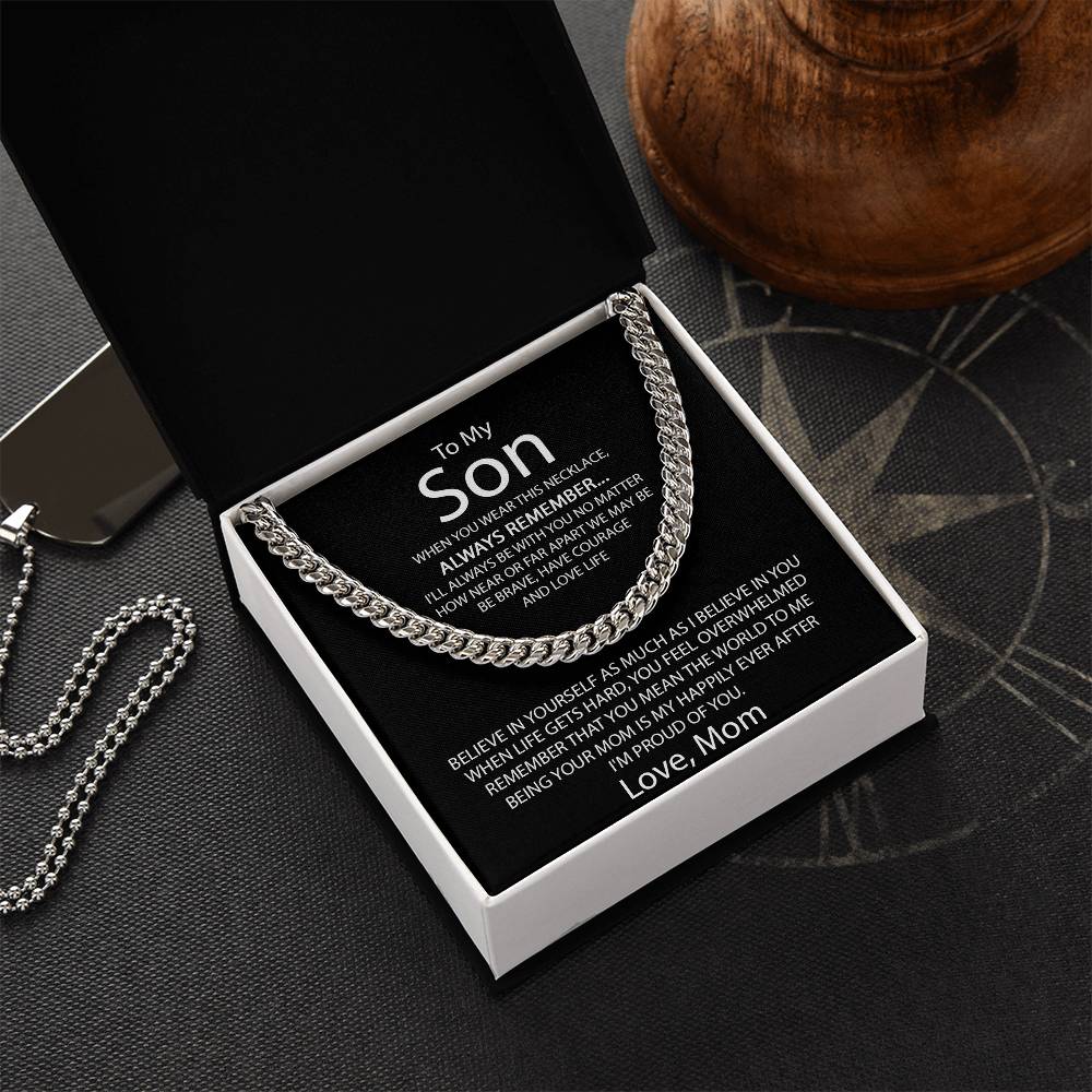 To My Son - Proud Of You Gift For Son From Mom Sentimental Gift For Son Cuban Link Chain