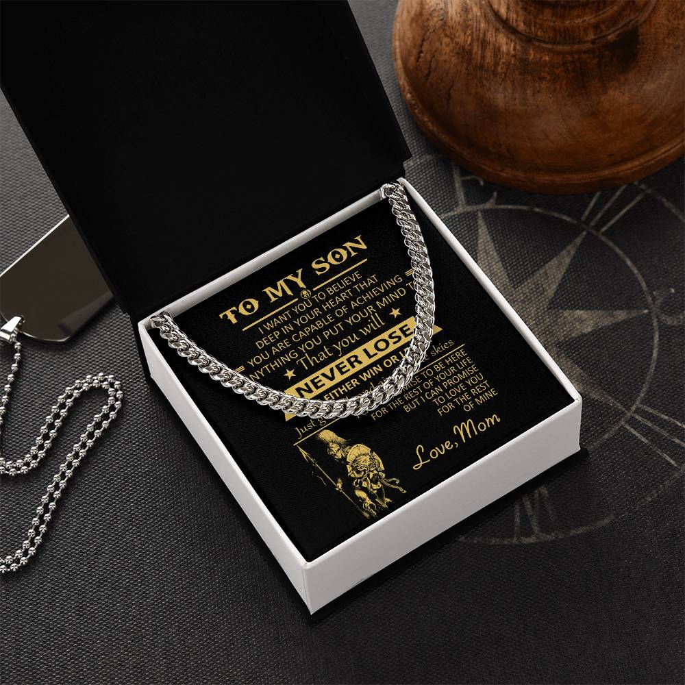 You'll Never Lose Mom Gift For Son Cuban Link Chain Necklace