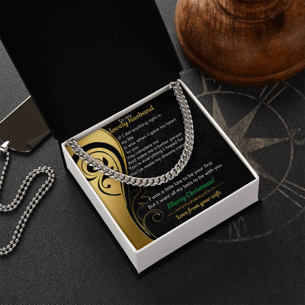 Wife To Husband Christmas Cuban Link Chain Necklace