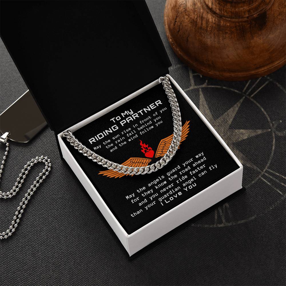 To My Harley Davidson Riding Partner Cuban Link Chain Necklace Gift For Husband Gift For Boyfriend Motorcycle Life Val