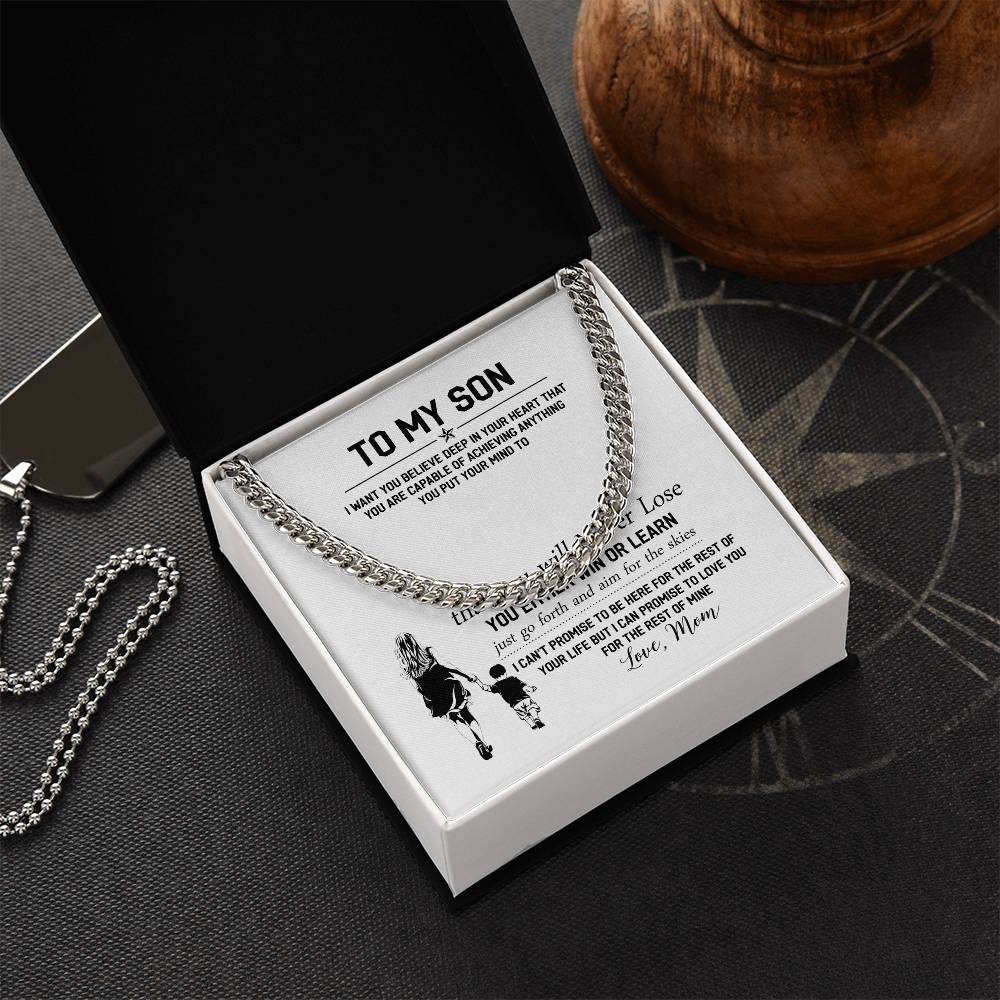 To My Son Cuban Link Chain Necklace