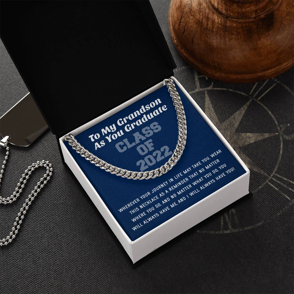 Grandson Graduation Class Of 2022 High School Graduation College Graduation Gift For Grandson Mens Gold Cuban Link Cha Cuban Link Chain