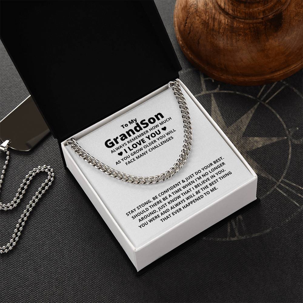 To My Grandson Necklace Christmas Gifts For Grandson Cuban Link Chain Grandson Christmas Grandson Gifts From Grandma A