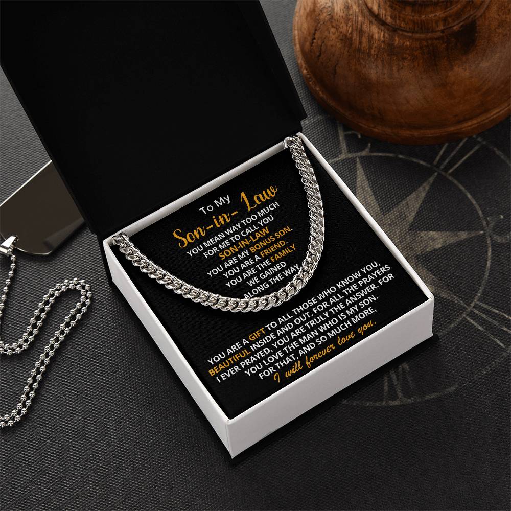 To My Son-In-Law - You Are My Bonus Son Cuban Link Chain Necklace