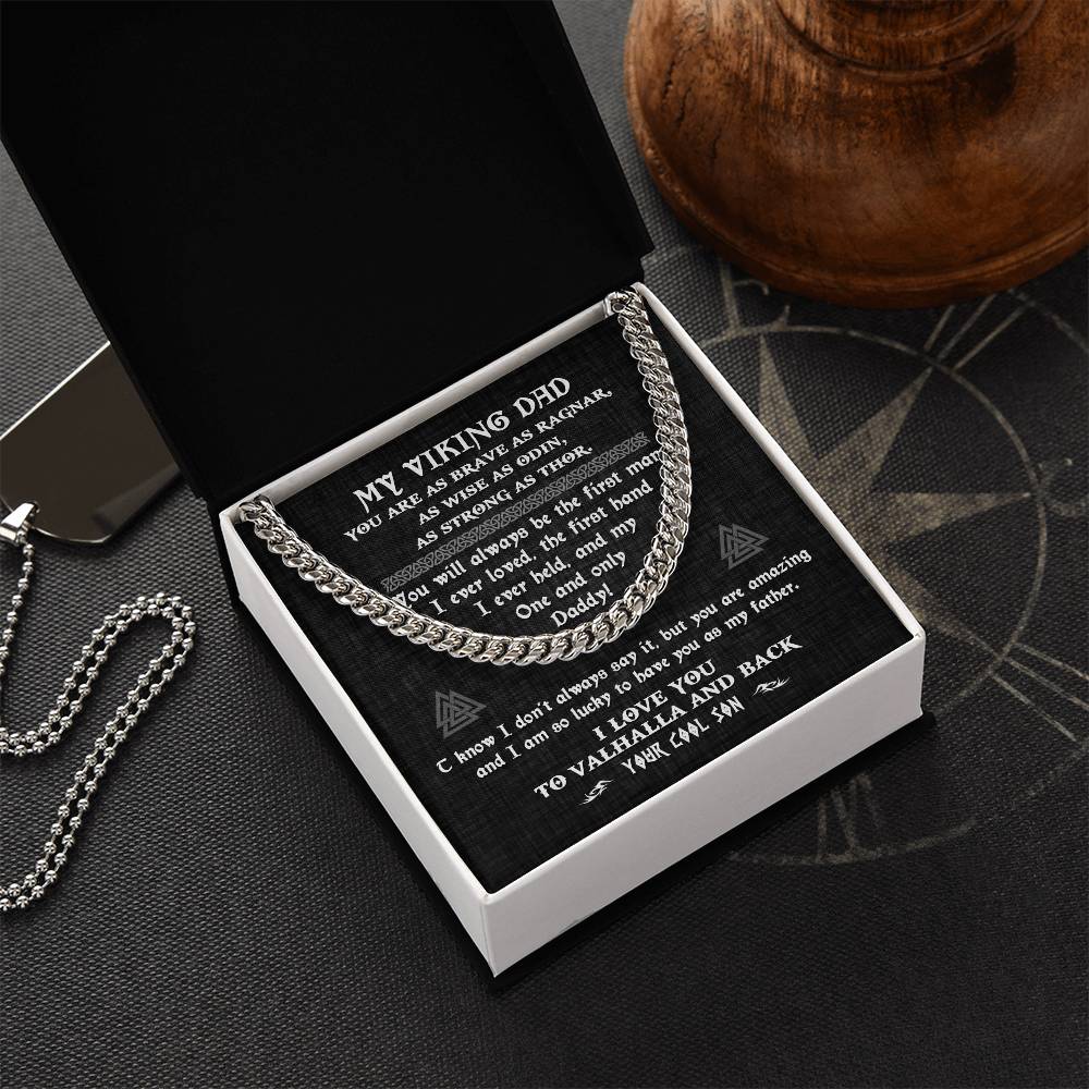 To My Viking Dad Cuban Chain Necklace For Dad Viking Gift For Dad From Son Dad Birthday Father's Day Gift Cuban Link Chain