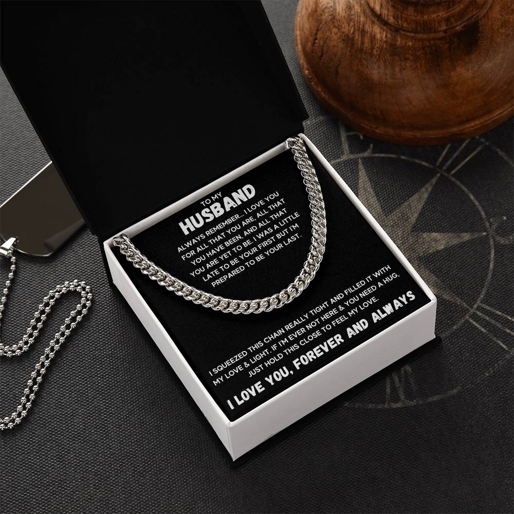 To My Husband Cuban Link Chain With Led Box