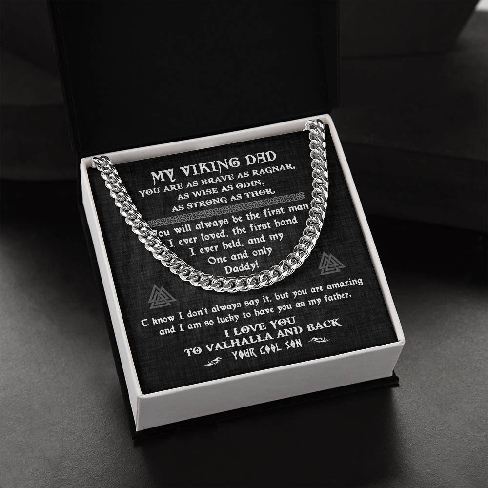 To My Viking Dad Cuban Chain Necklace For Dad Viking Gift For Dad From Son Dad Birthday Father's Day Gift Cuban Link Chain