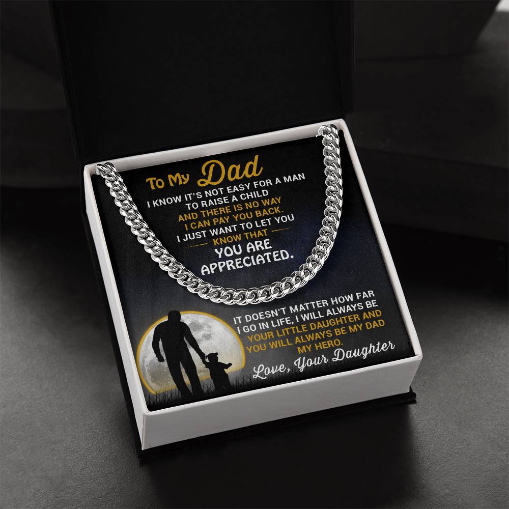 Necklace For Dad From Daughter-Best Father's Day Gift For Dad-Chain Necklace For Dad-Father's Day Jewelry Cuban Link Chain