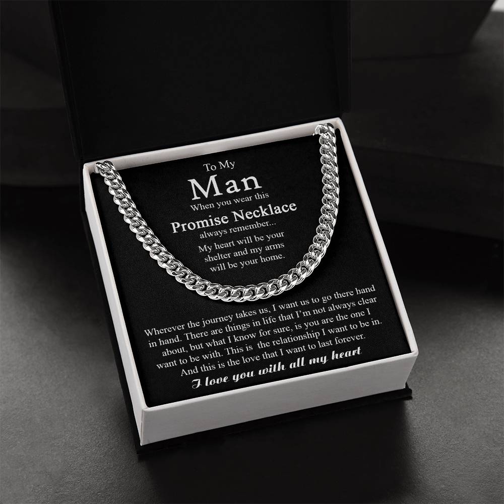 To My Man Necklace Promise Necklace Gift For Him Boyfriend Birthday Jewelry Gift Romantic Gift From Girlfriend Cuban Link Chain