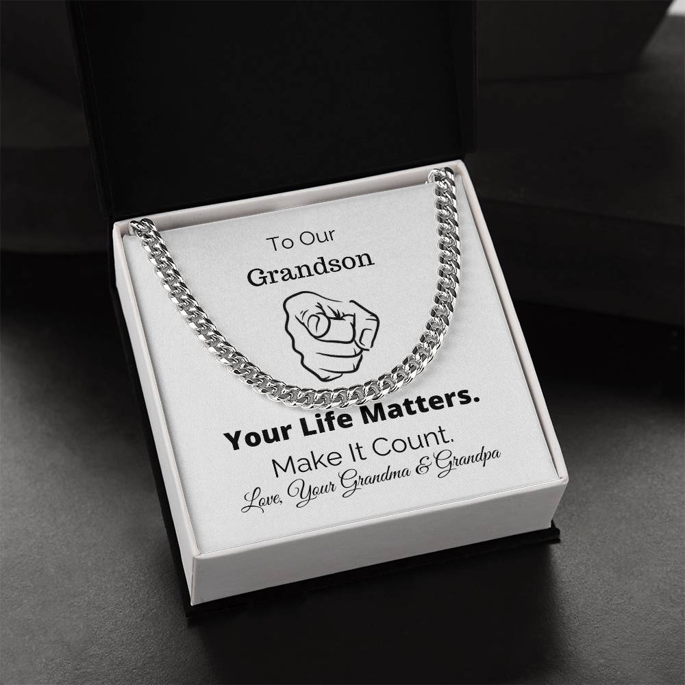 Gifts For Grandson Grandson Gift All Lives Matter Police Lives Matter Motivational Quotes Christian Gifts Sentimental Cuban Link Chain