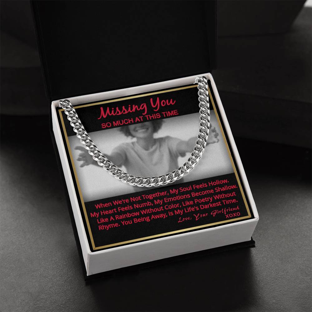Long Distance Relationship Gift For Boyfriend Missing You Cuban Link Necklace From Girlfriend Cuban Link Chain