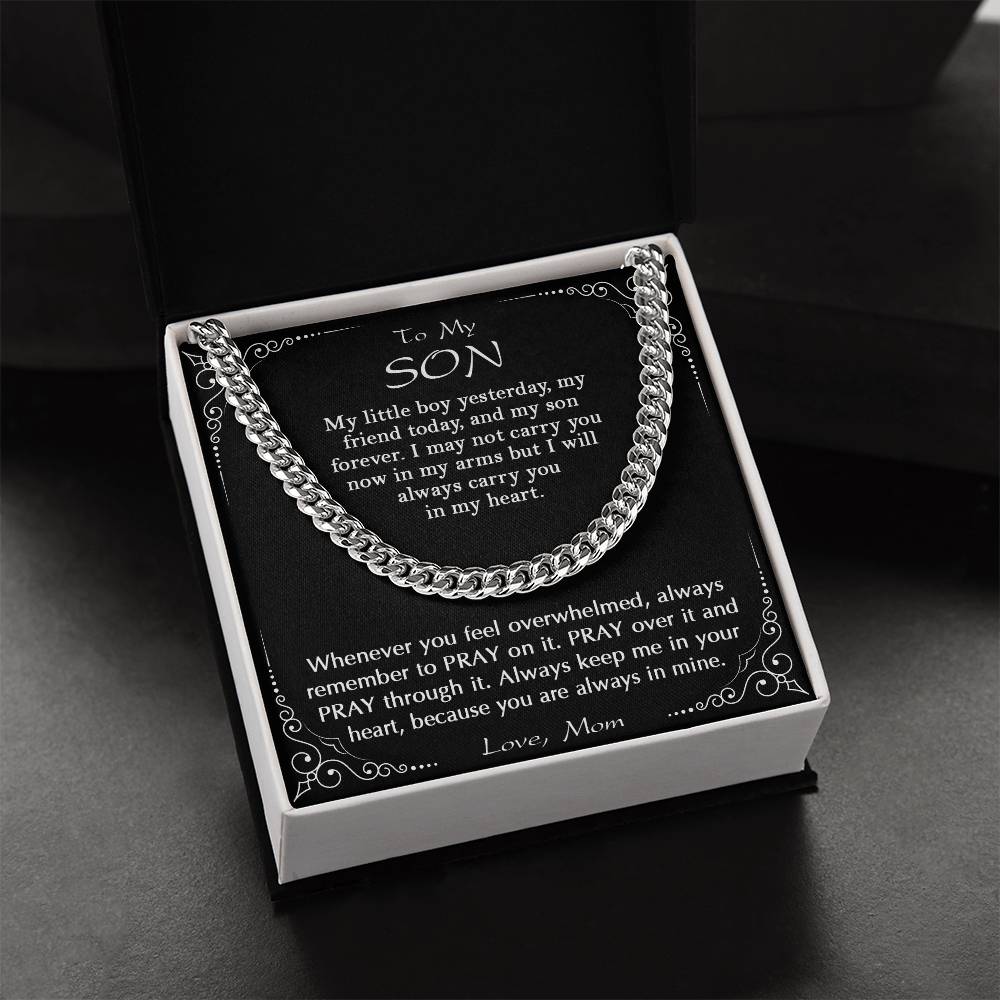 To My Son - Pray Through It Gift For Son Religious Gift From Mom To Son Son's Birthday Christmas Gift Cuban Link Chain