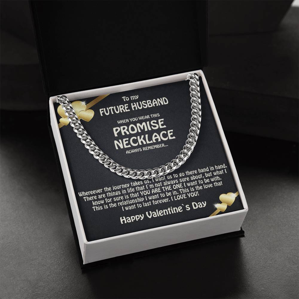 To My Future Husband Promise Necklace Solid Cuban Link Chain