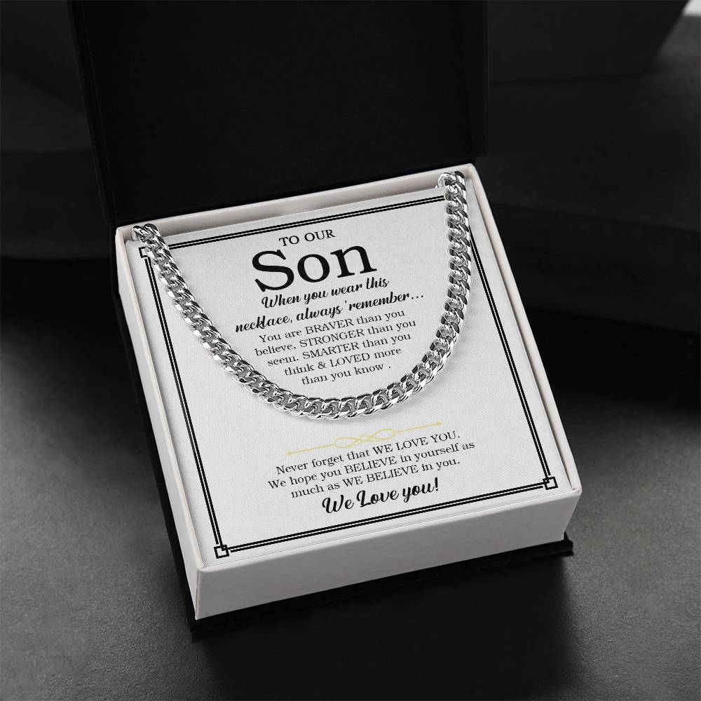 To Our Son Chain Necklace Gift For Son From Parents Son Birthday Son Graduation Gift Cuban Link Chain