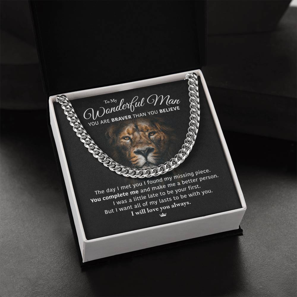 My Wonderful Man -Perfect Gift Idea Cuban Link Chain