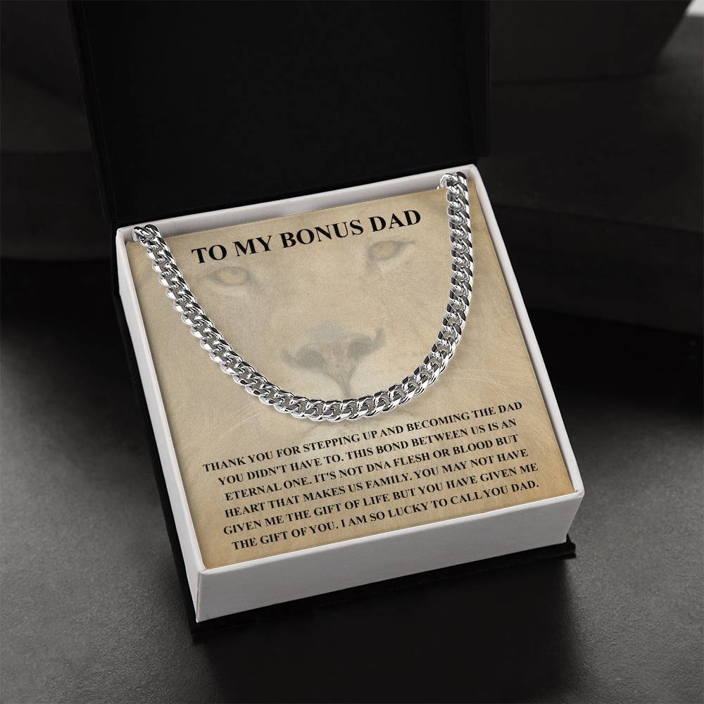 Step Dad Gift From Step Daughter Bonus Dad Gift From Bonus Son Fathers Day Sentimental Gift For Stepped Up Dad Cuban Link Chain