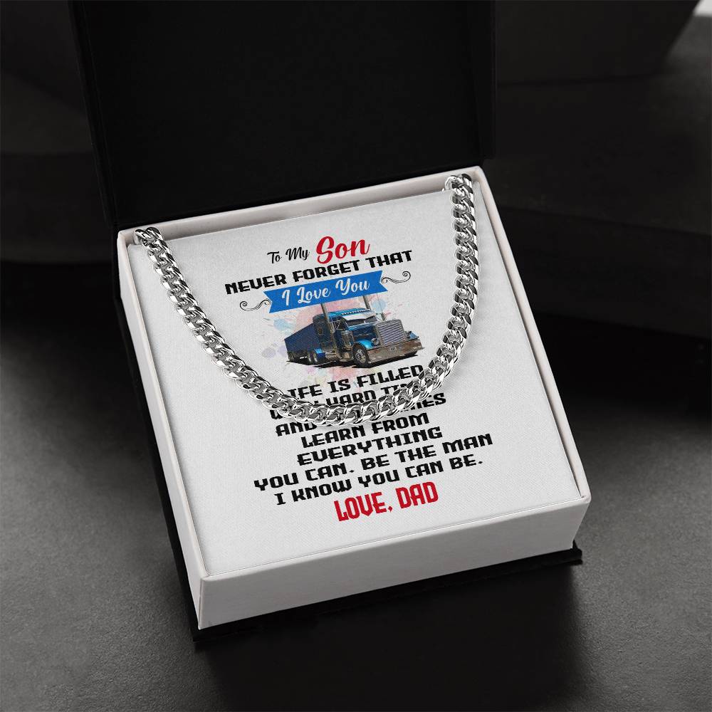 Never Forget I Love You Cuban Link Chain Necklace Gift For Son