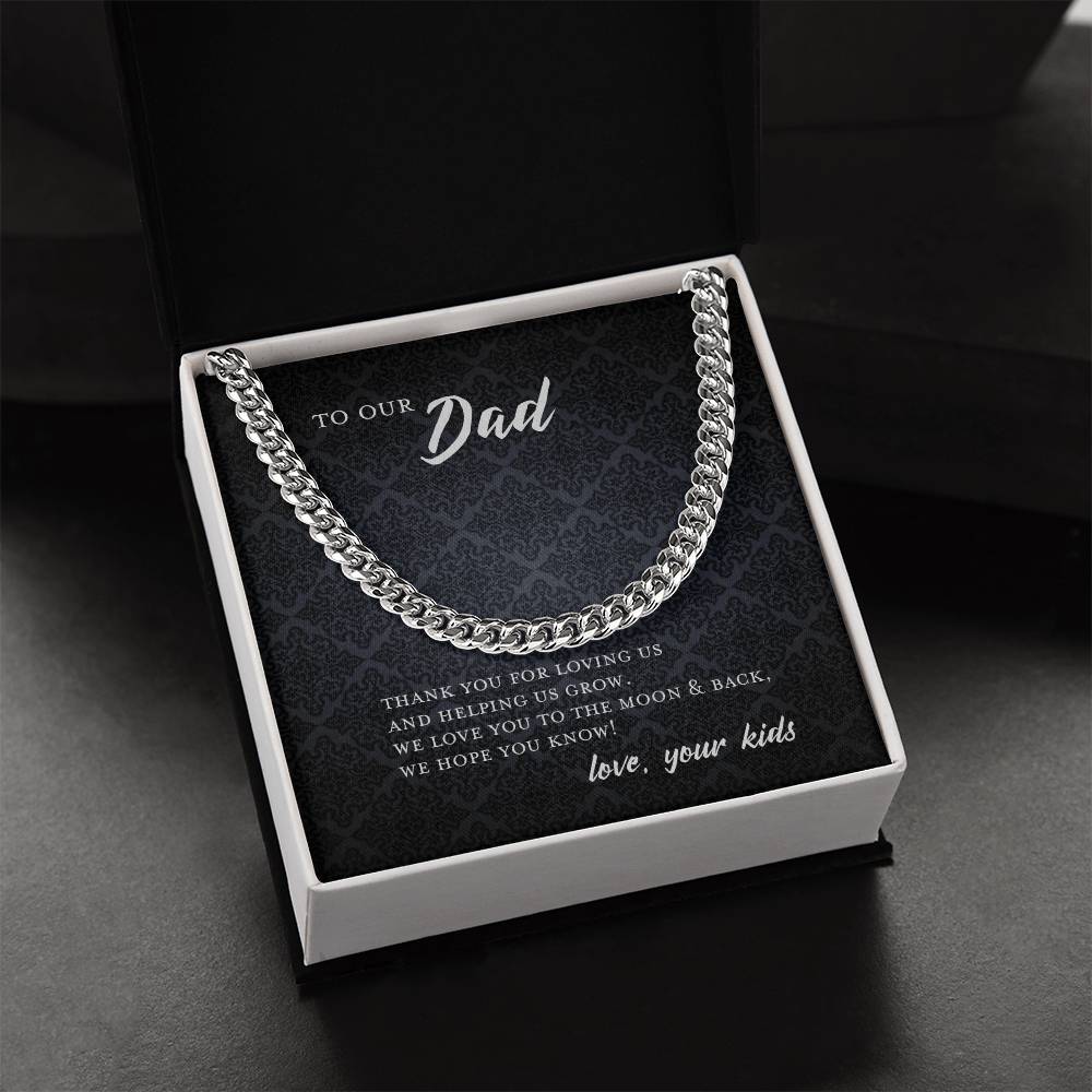 To Dad From Kids Father's Day Gift Cuban Chain Necklace Cuban Link Chain