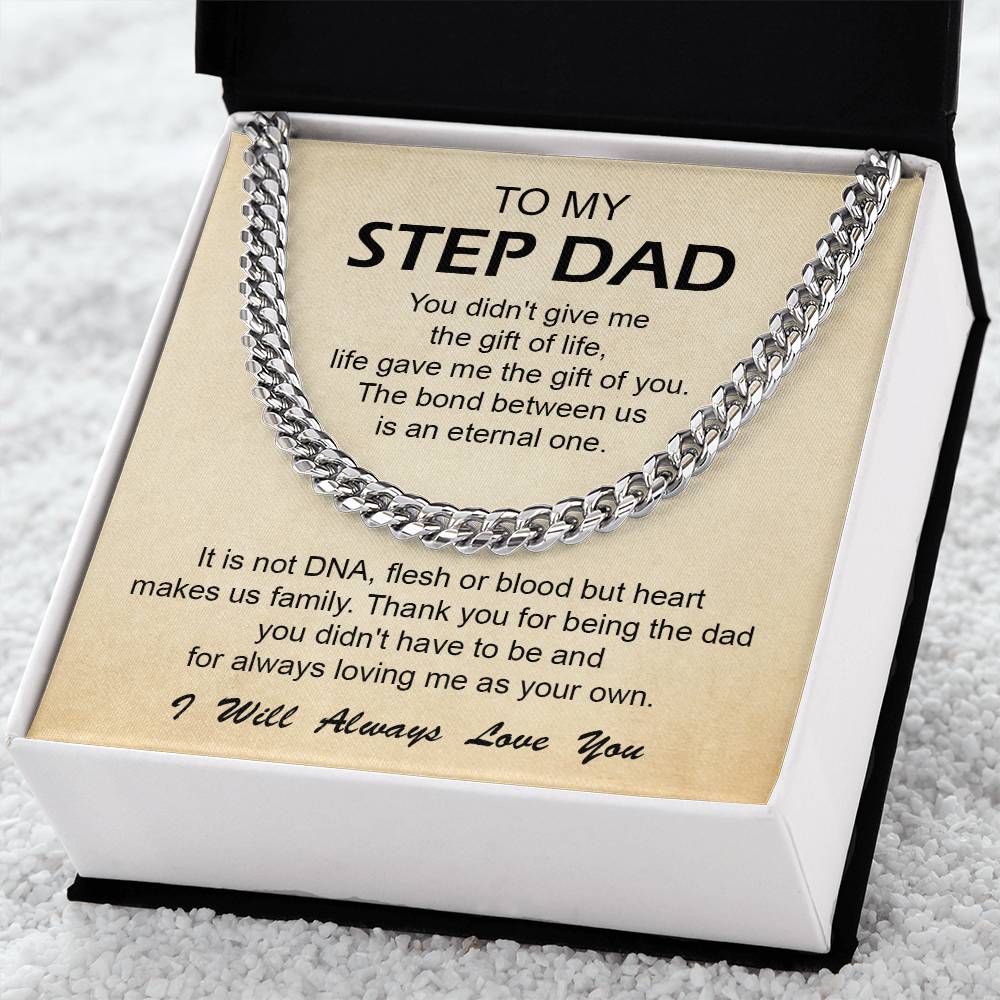 To My Step Dad Cuban Link Chain Necklace Step Dad Gift Fathers Day Gift For Stepdad Step Dad Birthday Gift