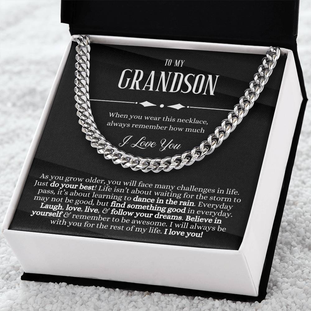 To My Grandson Sentimental Gift For Grandson Grandson Gift From Grandmagrandpa Birthday Graduation Christmas Cuban Link Chain
