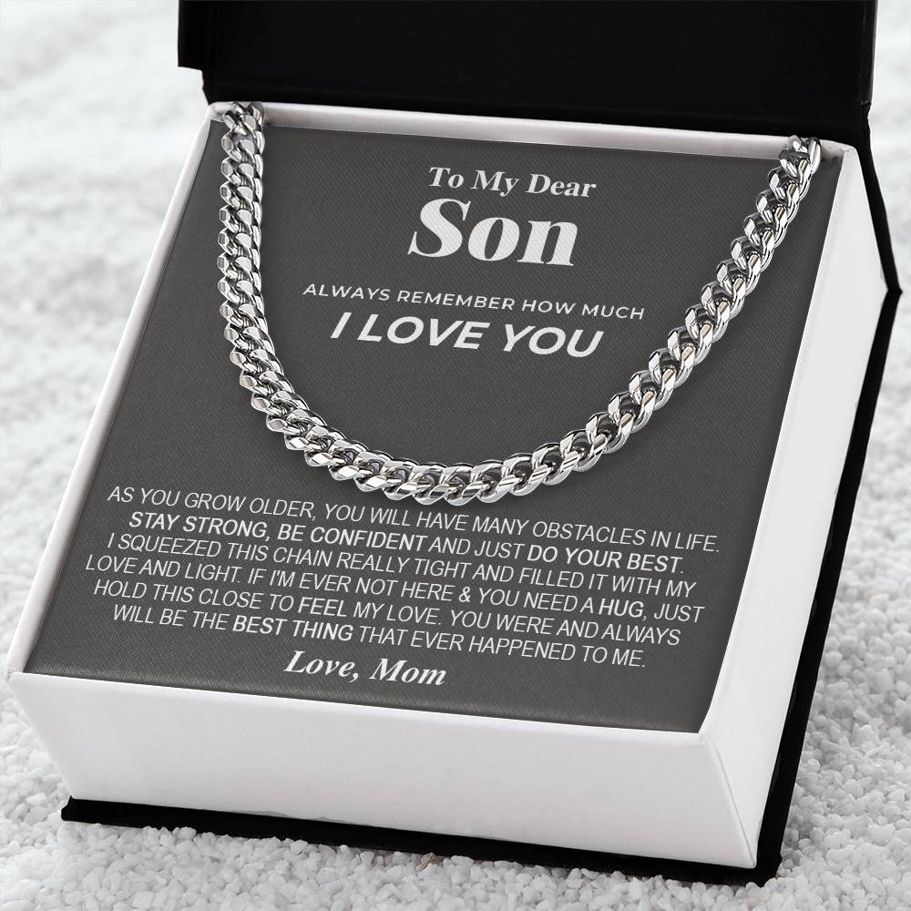 To My Dear Son Chain Necklace Gift For Son From Mom Son Birthday Son Graduation Gift Cuban Link Chain