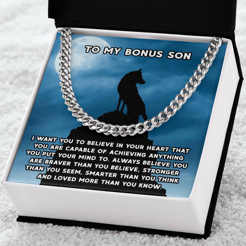 To My Bonus Son Necklace Gift For Step Son Bonus Son Graduation Graduate Gift Fathers Day Father Son Gift Gift From St Cuban Link Chain
