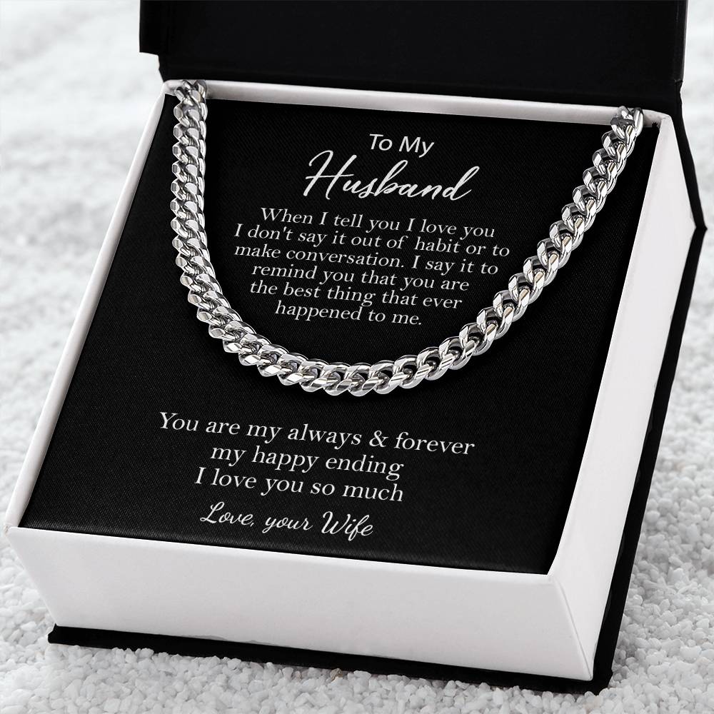 To My Husband Necklace Cuban Chain Necklace For Men Husband Birthday Valentine's Day Gift Cuban Link Chain