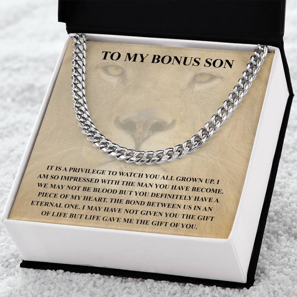 To My Bonus Son Necklace Gift For Step Son Bonus Son Graduation Graduate Gift Fathers Day Father Son Gift Gift From St Cuban Link Chain