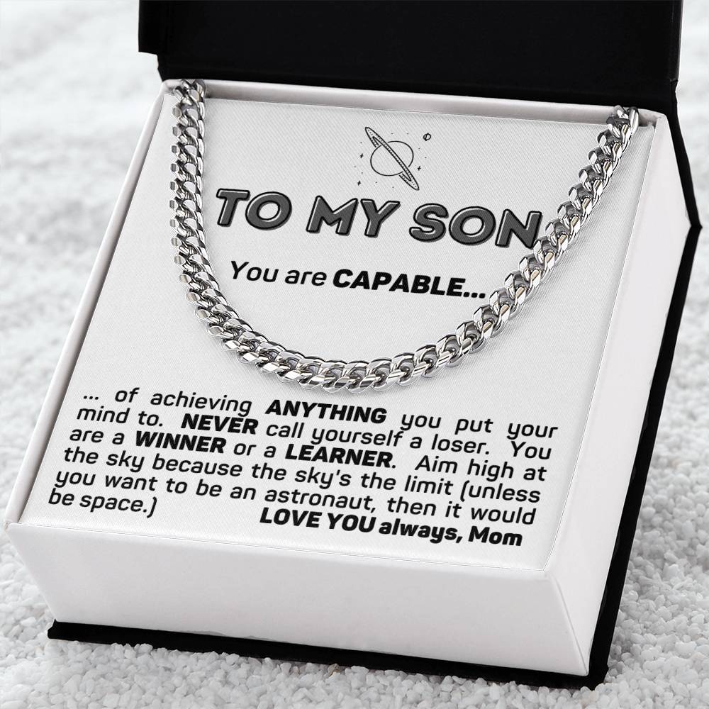 To My Son Cuban Chain Link Necklace Gift From Mom Cuban Link Chain