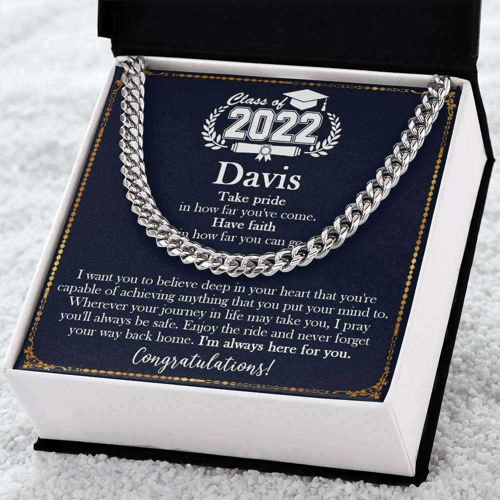 Personalized Graduation Gift For Him Graduation Gifts For Son Grandson Nephew Graduation Gift High School Boy Graduati Cuban Link Chain