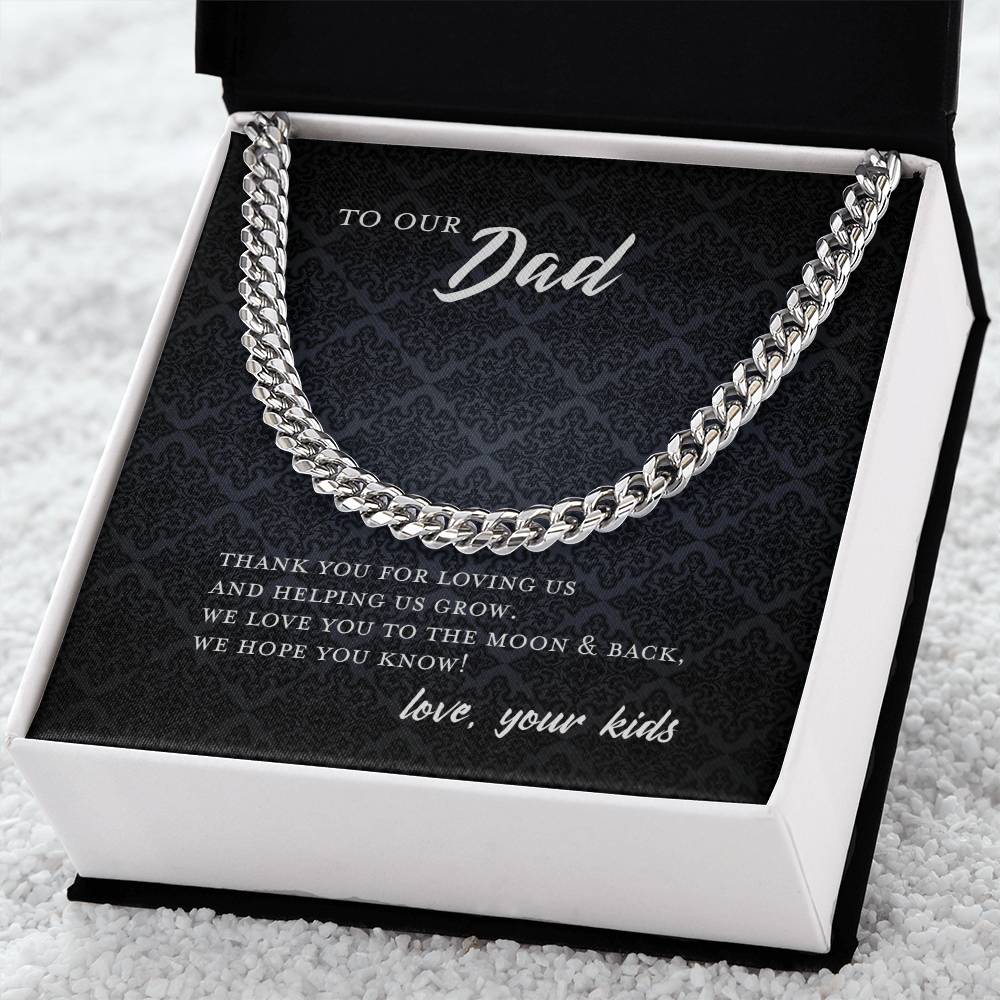 To Dad From Kids Father's Day Gift Cuban Chain Necklace Cuban Link Chain