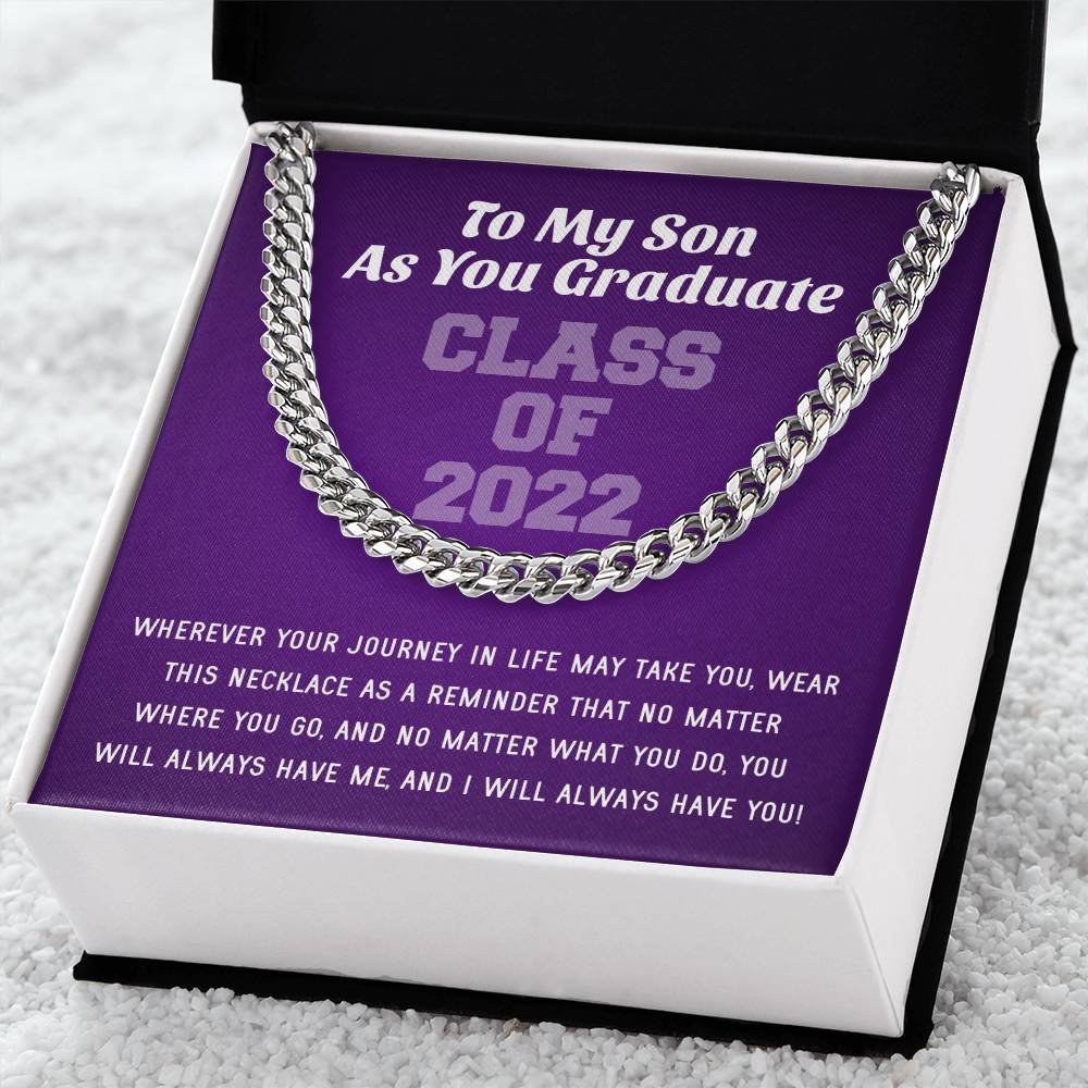 Son Graduation Class Of 2022 High School Graduation College Graduation Gift For Son Mens Gold Cuban Link Chain Necklac