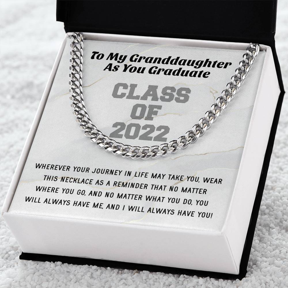 Class Of 2022 High School Grad College Graduation Gift For Granddaughter Trendy Womens Gold Cuban Link Chain Necklace