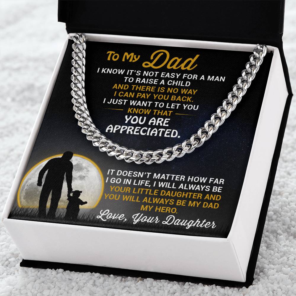 Necklace For Dad From Daughter-Best Father's Day Gift For Dad-Chain Necklace For Dad-Father's Day Jewelry Cuban Link Chain